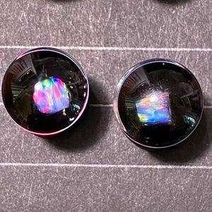 Double flare floating faux opal glass plugs (0 gauge)